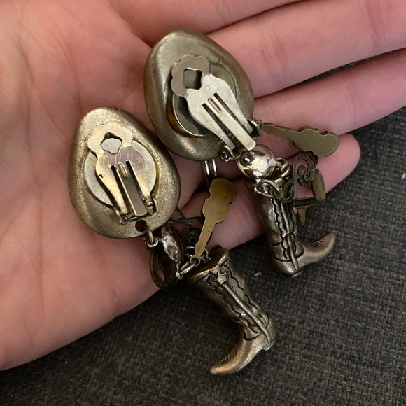 Clip-on cowboy earrings cowgirl - Picture 2 of 2